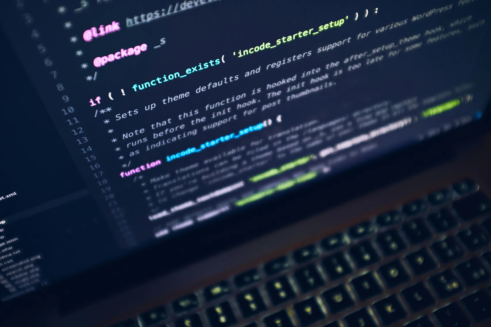 Source code on a laptop screen